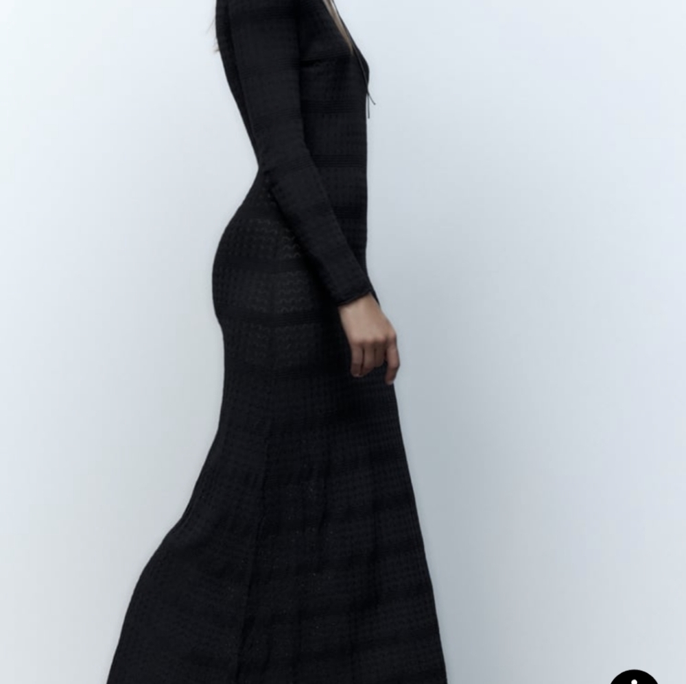 COPY - Zara Pointelle Knit Dress Black